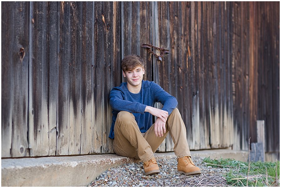 Senior Guys Rustic Portraits in front of a barn