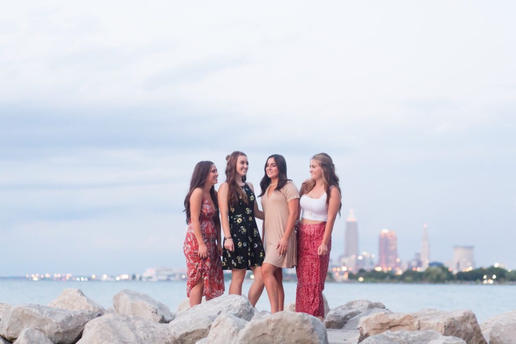 Cleveland Ohio cityscape in the background.