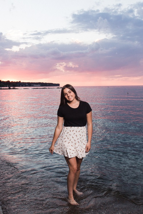 Golden hour senior photo by Lake Erie 