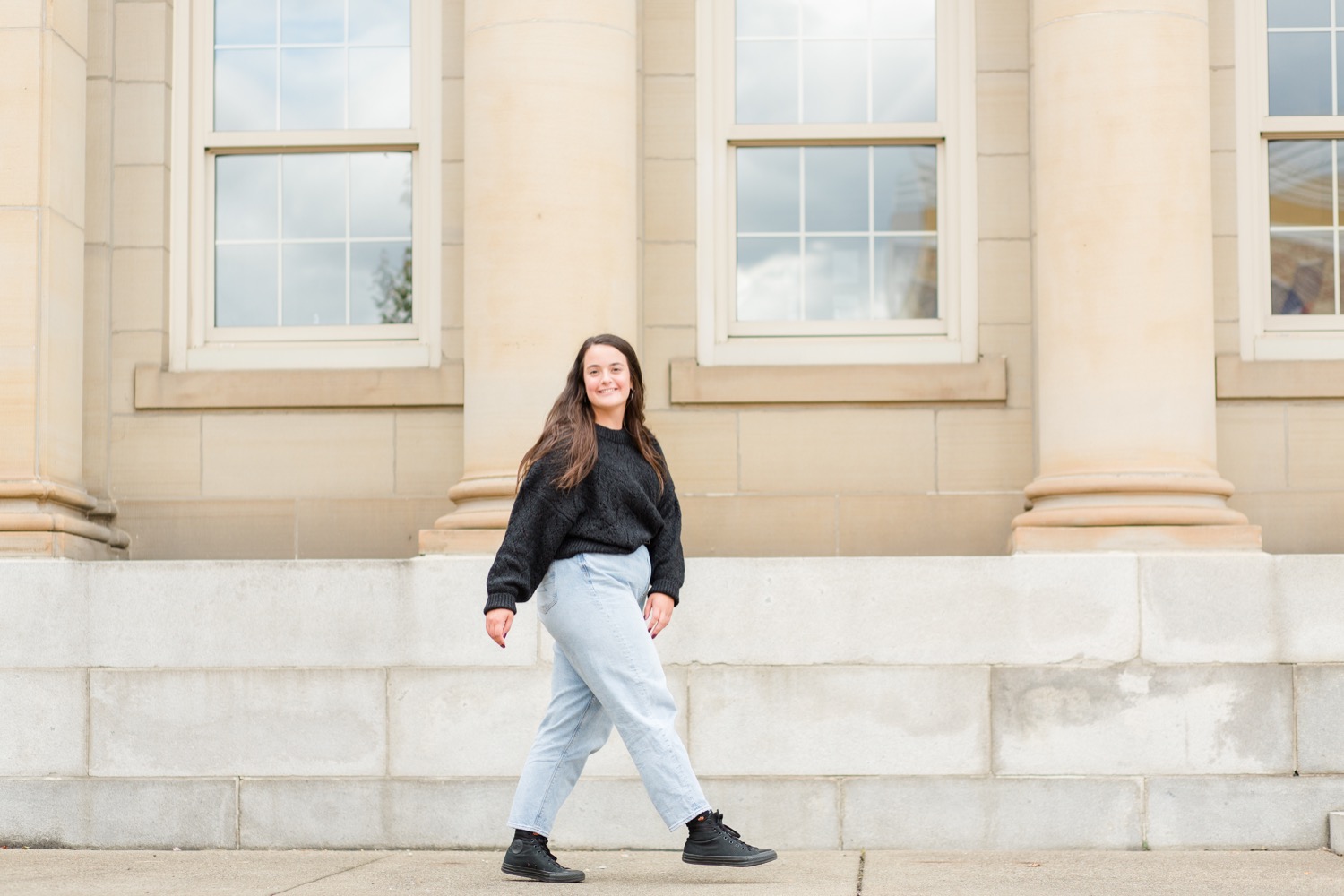 Senior photos for girls taken in Downtown Wooster with Sophie during fall session