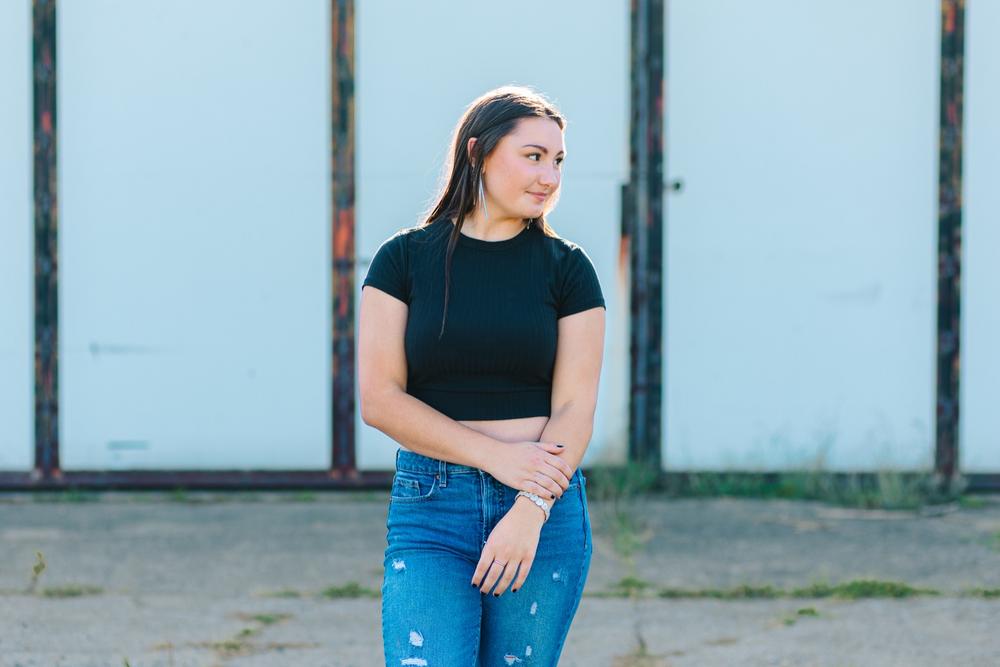 High school girl Abbie smiling during photos