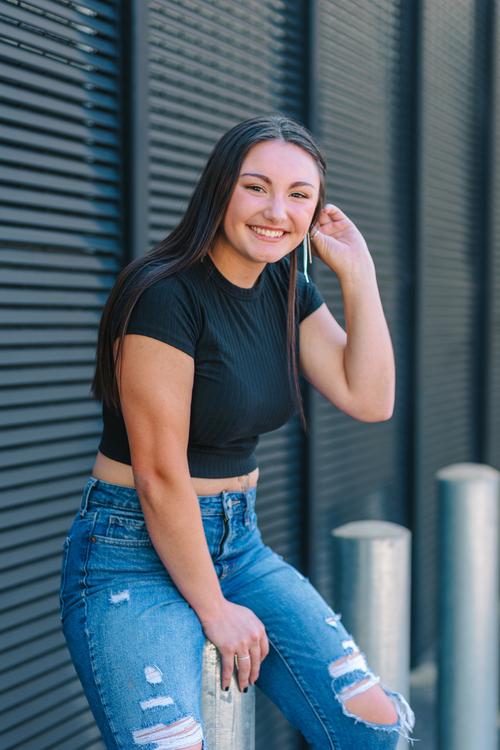 Senior pictures in Orrville Ohio with street-style urban background