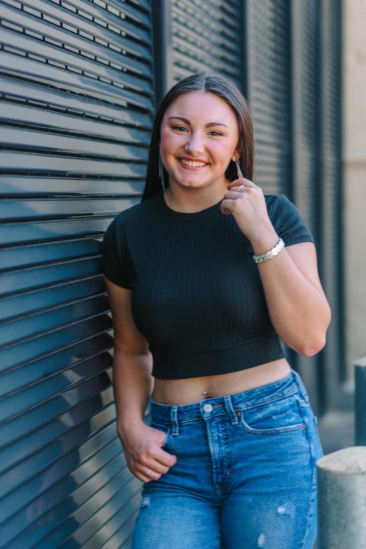 Senior pictures in Orrville Ohio with street-style urban background