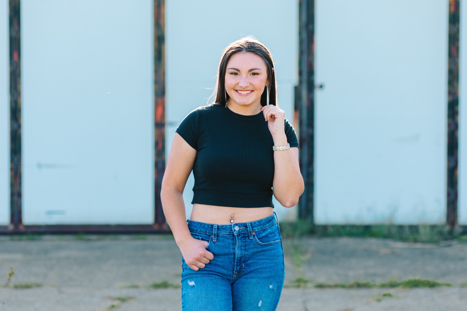 High school girl Abbie smiling during photos