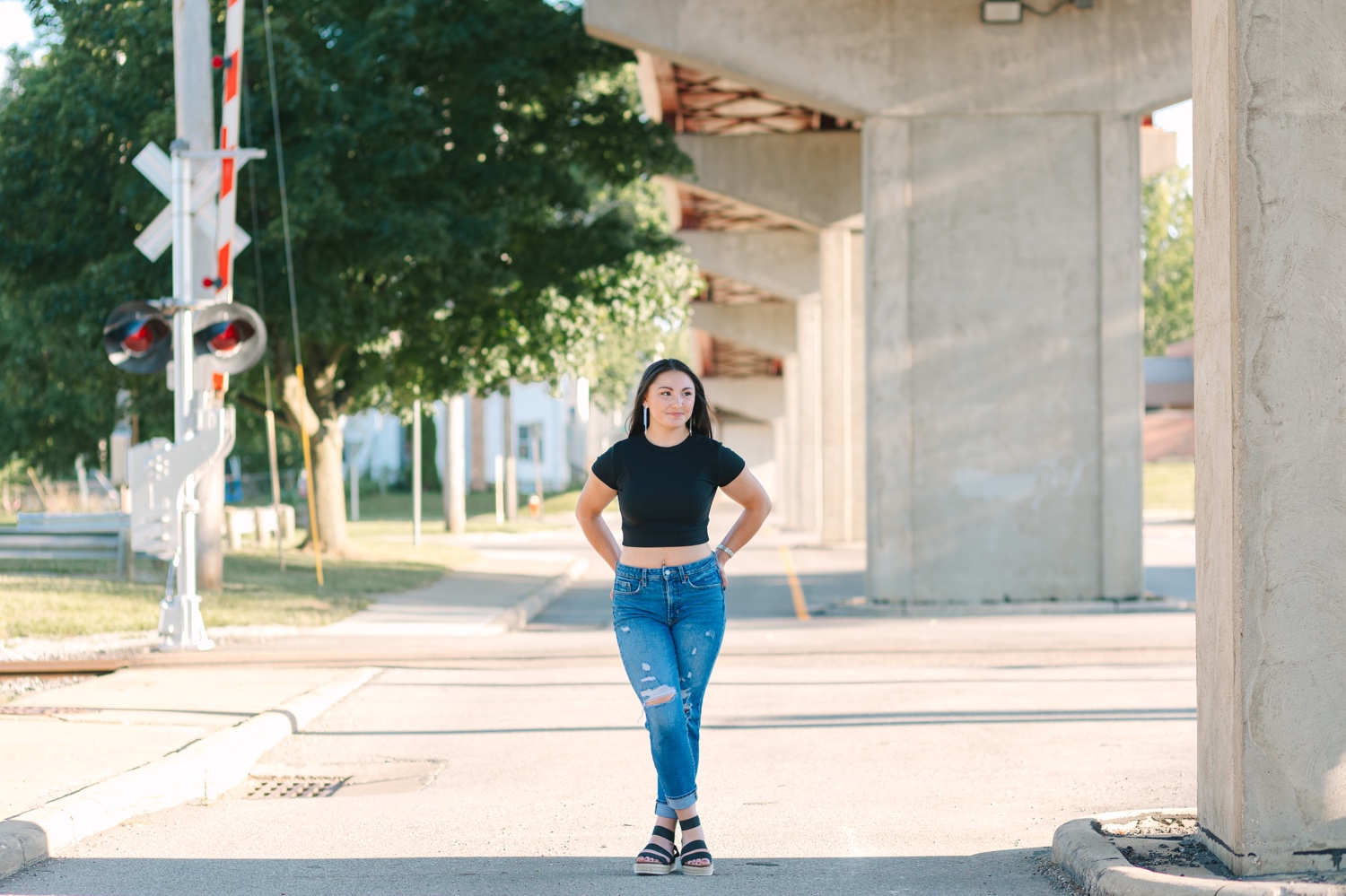 High school girl Abbie smiling during photos