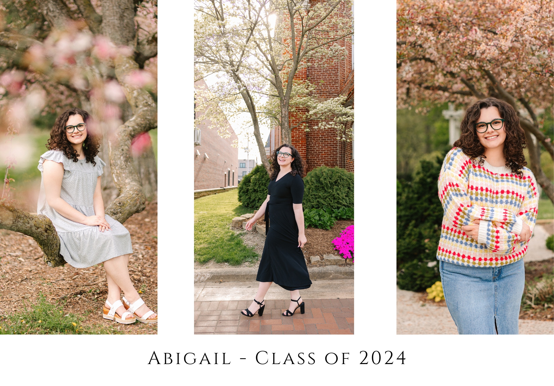 High school senior girl photos with flowers downtown Wooster