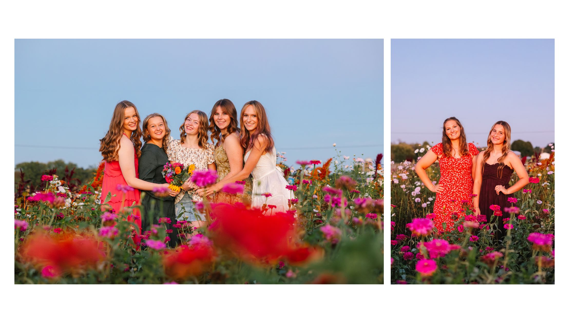 senior girls in a field of flowers
