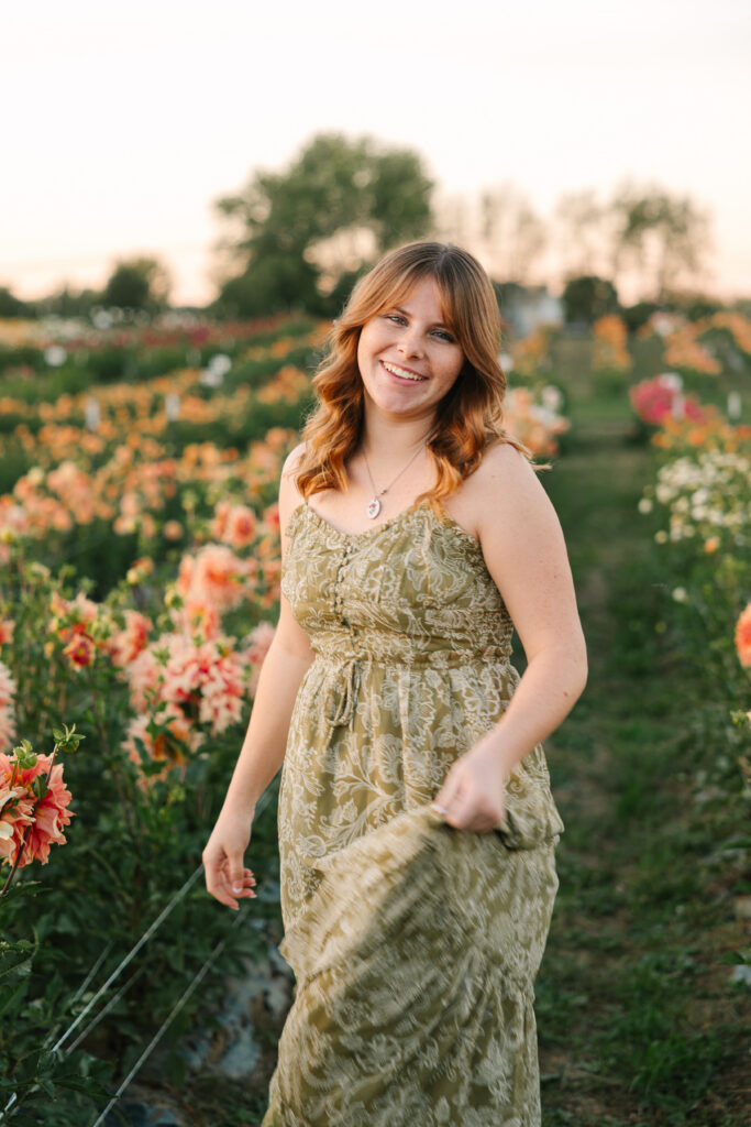 senior photos in flower field Canton Ohio senior photographer natural light