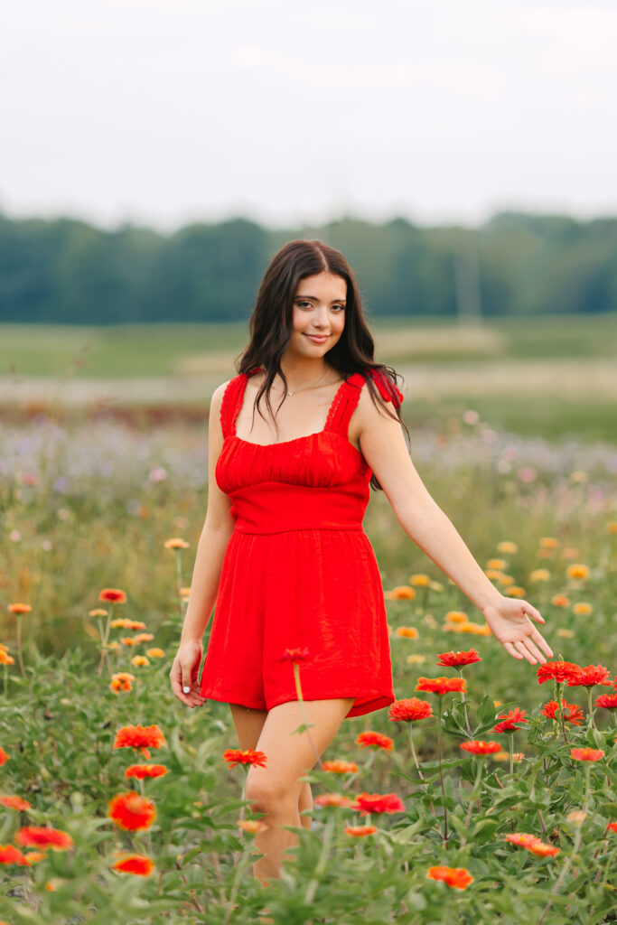 flower field senior photos Ohio