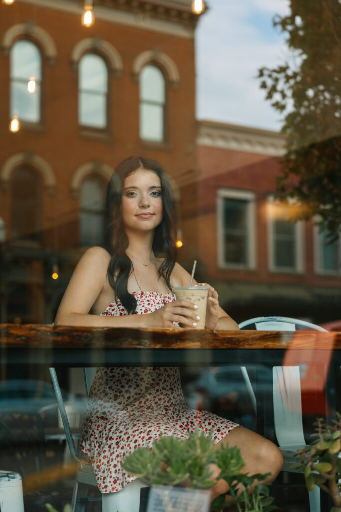 Coffee Shop Senior Photos at Surehouse downtown Wooster Ohio